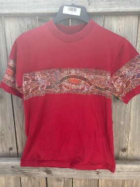 VTG Danny Eastwood Abstract Animals L T-Shirt Aboriginal Art Australia NWOT Red